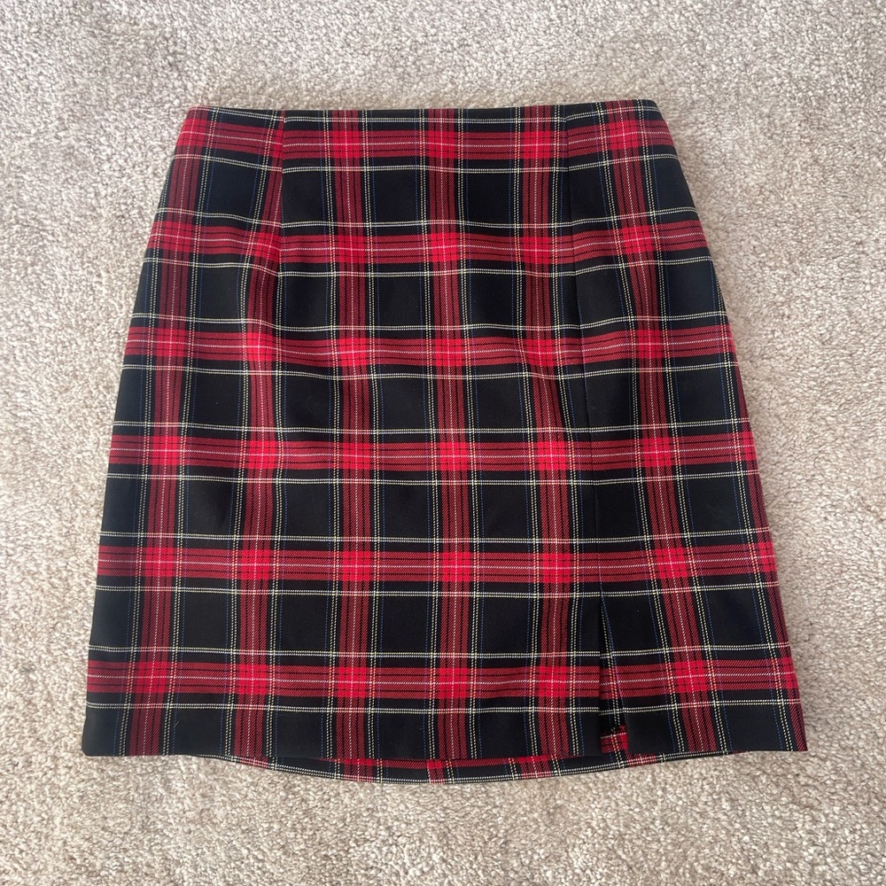 Zara Red and Black Plaid Miniskirt